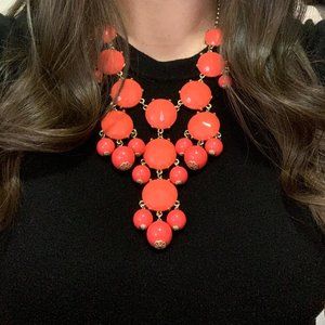 Bright Coral Chandelier Bobble Necklace